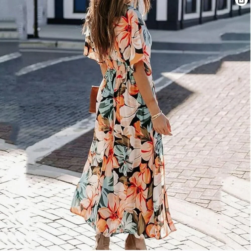 NWT Tropical Floral Maxi Midi Dress - small